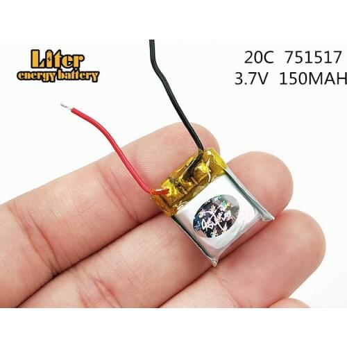 2pcs /lot 3.7v lipo battery 3.7v 150mah 751517 20c CX-10 CX-12 JJ810 Remote Quadrocopter Model accessories li-po battery