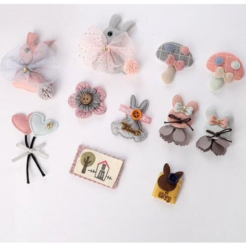 20Pcs/Lot Cartoon Mushroom Bunny Plum Appliques For Children Headwear Hair Clip Accessories And Garment Decoration Patches