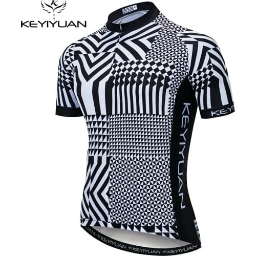 2021 Keyiyuan Black And White Cycling Jersey Team Summer Bike Shirt Breathable Quick Dry Maillot Ciclismo