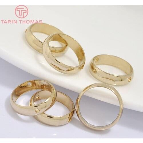 10PCS 6MM 8MM 10MM 11MM 12MM 24K Champagne Gold Color Brass Beads Circles Round Can Through Beads Diy Jewelry Accessories