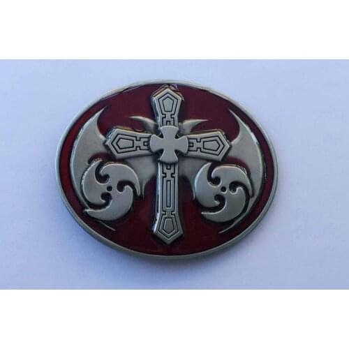 3D Cross belt buckles Silver Red Metal suitable for 4cm wideth belt with continous stock