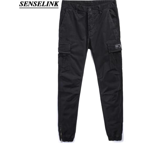 2020 Elastic Multiple Pocket Mens Vintage Cargo Pants Male Trousers Outdoor Fashion Casual Pants Men