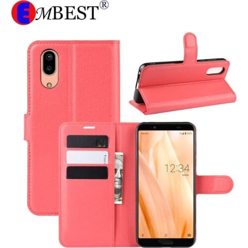 EMBEST Leather Wallet Flip Case Cover For Aquos Sense 3 lite Cases Coque capa With Stand Function