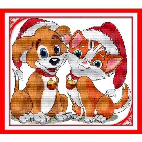 Joy Sunday Together for Christmas Cross Stitch Set Canvas Print 14CT Cross Stitch Kit Christmas DIY Gift Home Wedding Decoration