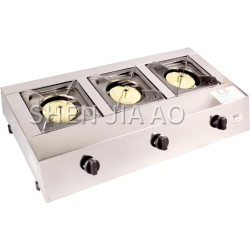 Commercial gas stove Stainless steel three-holes stove Energy-saving furnace Firepower Hotel kitchen gas cooker stove 1pc
