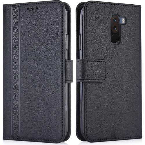 3d Embossed Leather Case for Xiaomi Pocophone F1 POCO F1 PocoF1 Back Cover Wallet Case With Card Pocket