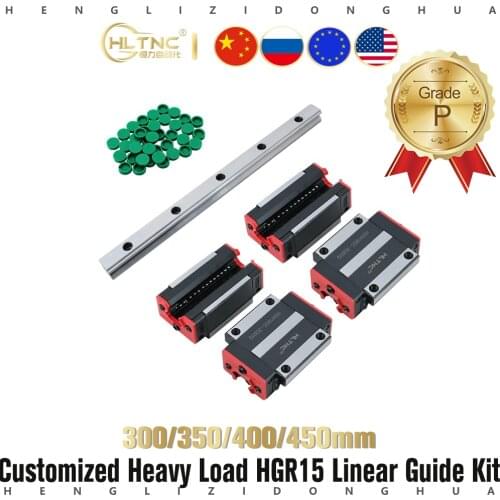 Linear slide Rail HGR15 300 350 400 mm+4PCS HGH15CA/HGW15CC Pillow Block Carriage Bearing Block for 3d printer Machines