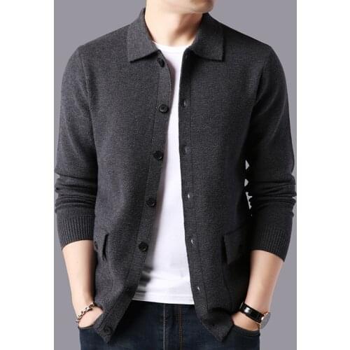 Men Autumn Winter Warm Cashmere Woolen Cardigan Men Coat Casual Sweater Men Streetwear Fashion Sweater Coat