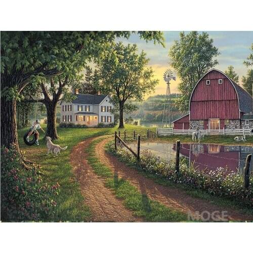 Comfortable cabin owner dog DIY Diamond Painting Kit Diamond cross Stitch Rhinestone Mosaic Painting Hall Hanging Murals