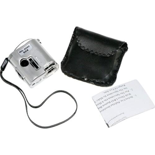 Inspection Pigeon Glasses Portable LED Light 60x High Magnification Magnifier UV Counterfeit Light Microscope