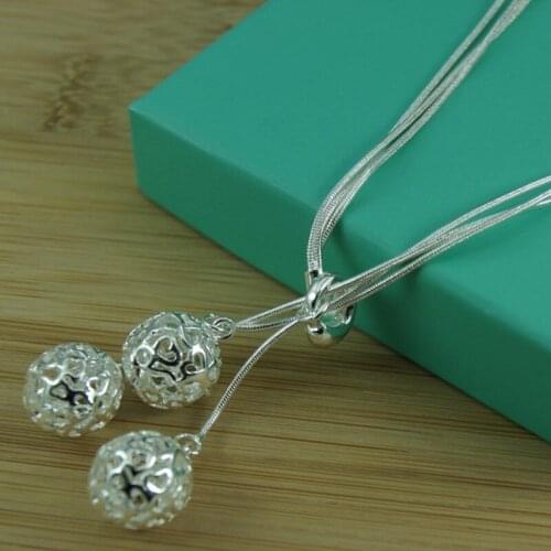 BABYLLNT 925 Silver Snake Chain Round Hollow Pendant Necklace For Woman Charm Fine Jewelry Wholesale Gift