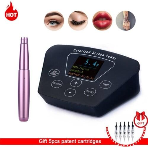 Permanent Makeup Rotary Machine Eyebrow Tattoo Kit Professional Pen For Eyebrow Eyeliner Lip Tattoo Machine Set With 5pcs Needle