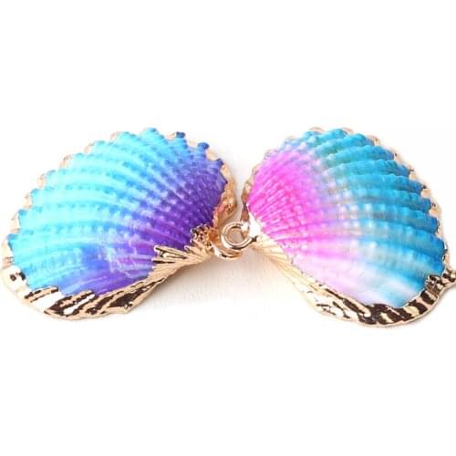 3/5/10pcs Gold Shell Conch Seashells For Jewelry Accessories DIY Pendant Earring Charms Natural Striated Shell 25mm*25mm