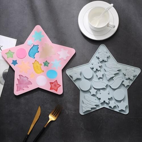 Five-pointed Star Shaped Piggy Christmas silicone mold chocolate cake mold food ice cube tray sugar Gumpaste mold