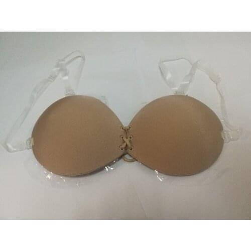 Mutiway Sexy Invisible bra 3cm thick Self-Adhesive Strapless Silicone Breast Push up Bra with Clear Straps Size A B C D
