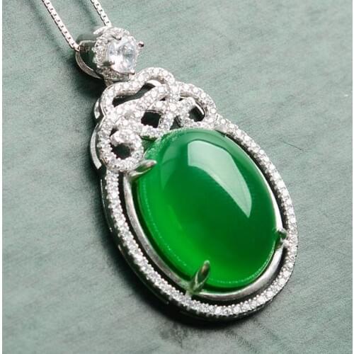 925 sterling silver natural chalcedony pendant ring ear studs set fashion ladies three pieces set jewelry gift