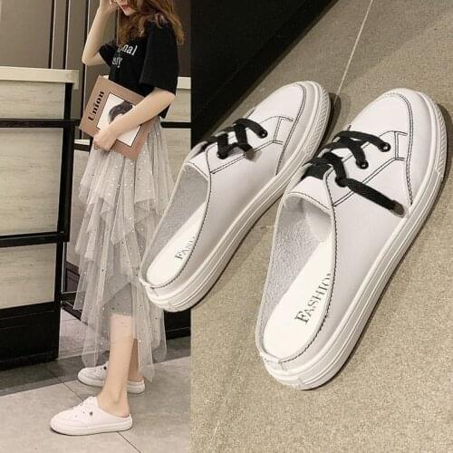 Net Red Lazy Lady Half Slippers Summer New Flat Bottom Baotou Women Shoes Fashion Outside Wear Half Slippers Women Single Shoes