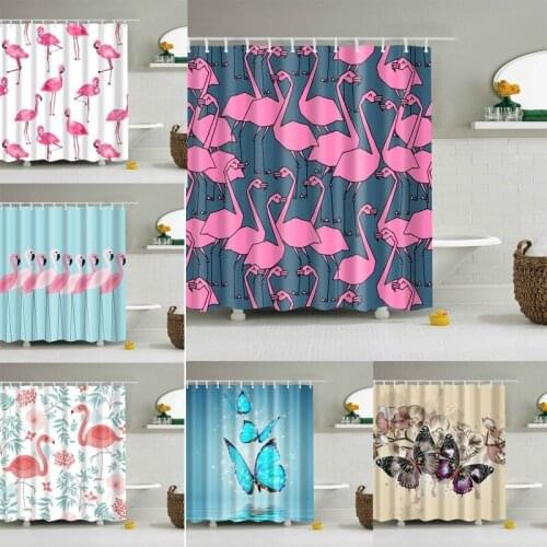 Cartoon Animal Horse Flamingo Printing Bath Polyester Shower Curtain for Bathroom Nordic Waterproof Bath Curtains Home Decor