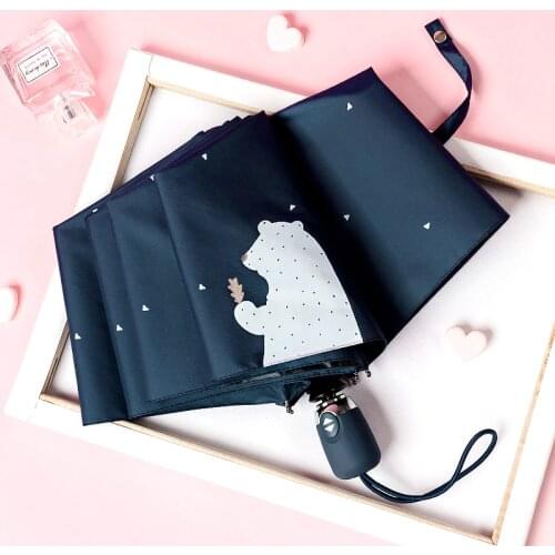Cute Cartoon Bear UV Protect Umbrella Mini Pocket Automatic Folding Sun UV Rain portable Travel Umbrella