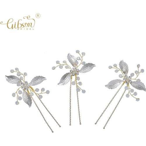 Handmade Bridal Hair Accessories Hair Pin Set Opal Leaf Handmade Headpiece Wedding New Fashion Hairgrips