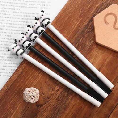 South Korea Stationery Cute Cartoon Panda Pen Creative Plastic Water Pen 0.5mm Black Pen Student Supplies Wholesale