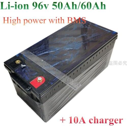 GTK high voltage 96v 50Ah li-ion 96V 60ah lithium for 5000w solar system RV EV HEV backup power supply motor home + 10A charger