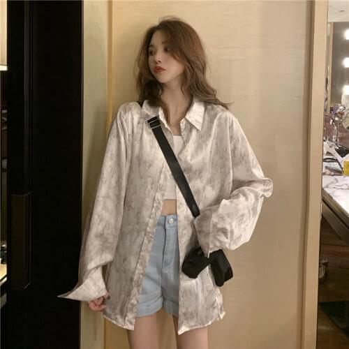 Summer Korean Style 2021 New Internet Celebrity Loose Mid-Length All-Matching Printed Long Sleeve Sun Protection Shirt Coat