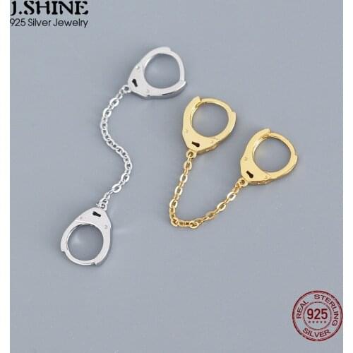 JShine ONLY ONE PIECE Stackable Earrings S925 Sterling Silver Lock Chain Earrings Women Geometry Handcuffs Drop Earrings Jewelry
