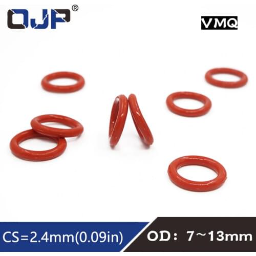 10PCS/lot Red Silicon Ring Silicone/VMQ O ring 2.4mm Thickness OD7/8/9/10/11/12/13mm Rubber O-Ring Seal Gasket ORings Washer