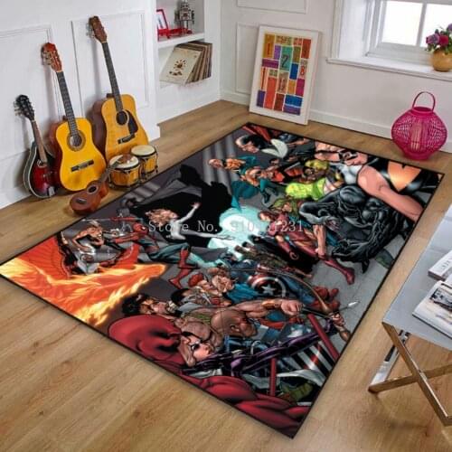 120x160cm The Avengers Hero Door Mat Kids Spiderman Captain US Playmat Rug Floor Bedroom Doormat Non-slip Carpet Cartoon Gift