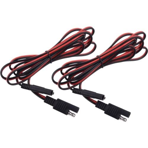 2Pcs 2m SAE to SAE Connector Extension Cable DC Power 18AWG Solar Battery Harness