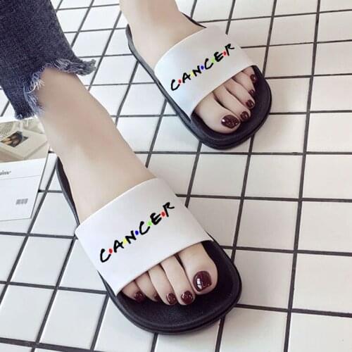 2021 Women Shoes Twelve constellations zodiac sign Shoes for Women Summer Beach Fashion Open Toe Slippers Printed Women Slides