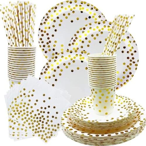 250pcs Cutlery Bronzing Pink Gold Series Themes Party Birthdays Plates Cups Straw Napkin Activity Wedding Christmas Celebration
