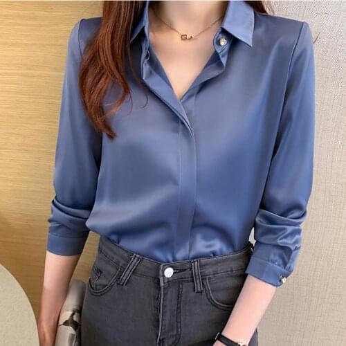 AOSSVIAO Womens Satin Shirts