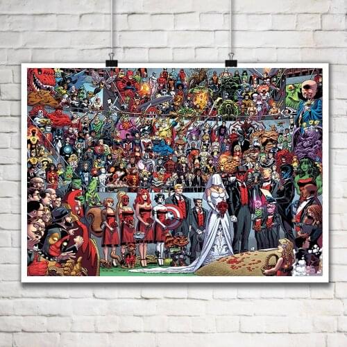 Big Size Anime Funny Marvel Canvas Print Painting Hero Deadpool Wedding Wall Art Room Decor Avengers Posters Bedroom Decoration