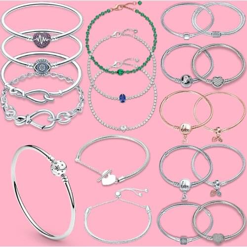 2021 Hot Fashion 100% 925 Sterling SilverSnake Bracelet Suitable For Original Beads Charm DIY Jewelry Gifts For Women