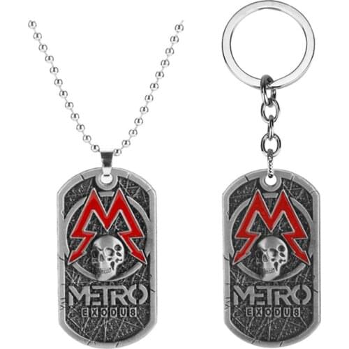 Games Metro Exodus Skull Key Chain Alloy Keychain Accessories Pendant Key Ring Charms Keychains for Ladies