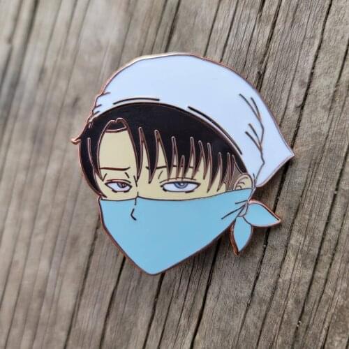 Levi Ackerman Enamel Pin Kawaii Cartoon Cleaner Boy Golden Brooch Accessories Attack on Titan Anime Fans Badge Jewelry Gift