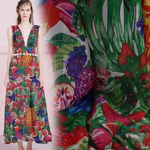 Orchard Fragrance Thin Transparent Silk Chiffon Fabric Print Expansion Skirt Silk Scarf Sun-Protective Clothing Fabric