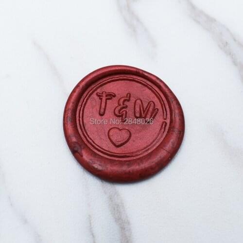 Personalized initials Wax Seal Stamp with heart, brass wood double letters wedding invitation seals,Scrapbooking stamp