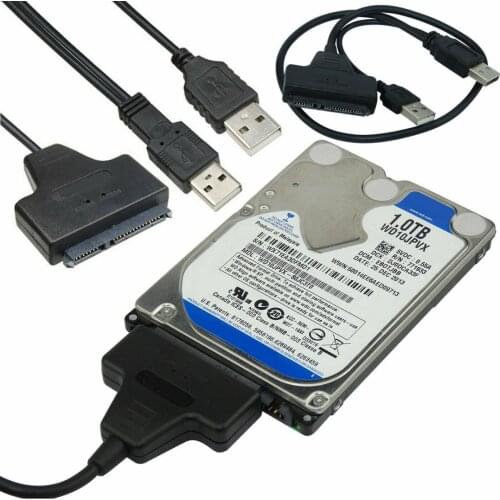 New USB 2.0 To SATA Converter Adapter Cable For 2.5/3.5 Inch SATA1 And SATA2 HDD Hard Drive Disk Dual USB Power