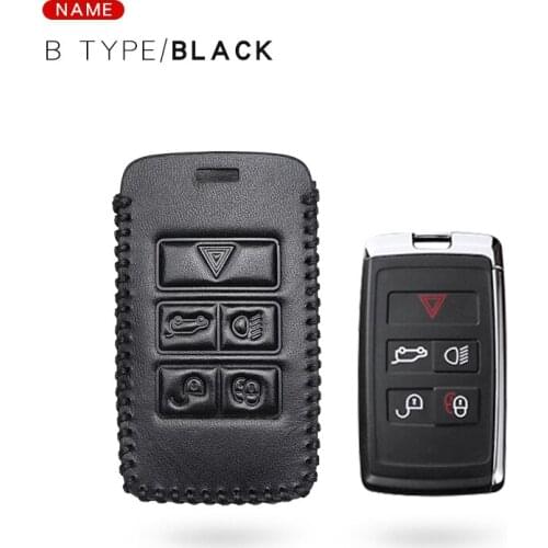 Leather Car Key Cover Case Shell For Land Rover Velar Sport Discovery 5 2018 2019 For Jaguar E-Pace Evoque XK XF XJ8 XR8 XRR