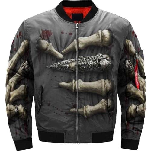 Mens Unisex 3D Bomber Jackets Trippy Skull Head Print Punk Zipper Flight Jacket Harajuku Women Streetwear Winter Thick Coat 01