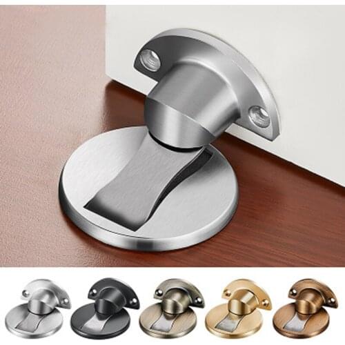 304 Stainless Steel Magnetic Door Stopper Door Stops Door Holders Hidden Catch Floor Nail-free Doorstop Furniture Hardware Door