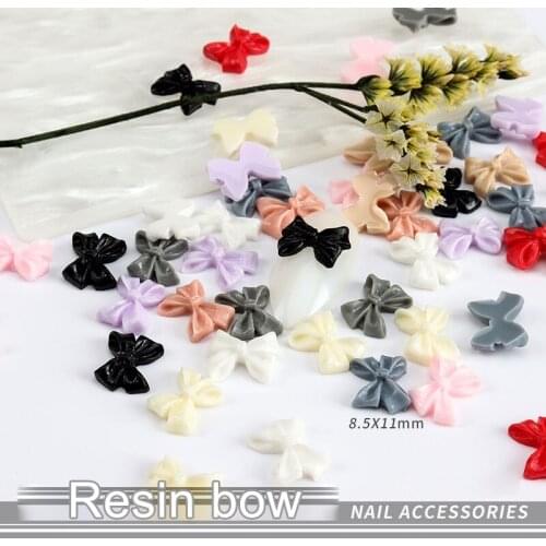 Frosted Resin Bow Tie Nail Art Jewelry Flat Bow Tie Three Dimensional Simple Mixed Color Fingernail DIY Decoration 30/PCS