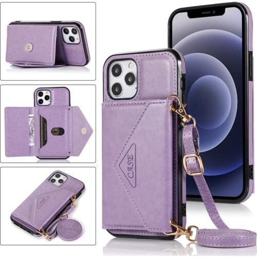 Fashion Crossbody Shoulder Strap Card Stand Holder Wallet Leather Case for iPhone 12 Pro Max Mini 11 SE 2 X XR XS 7 8 Plus 6 6S