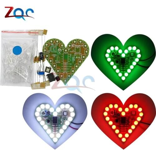 Heart Shape LED DIY Kit Heart Shape Lamp Kit DC 4V-6V Red White Blue Green Color for Soldering Kit Practice Learning Electronics