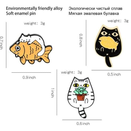 New 20Pcs Cat goldfish Brooch Lapel Pin Action Figure Toy