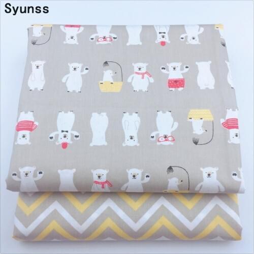 New Printed Twill Cotton Fabric diy sewing baby cloth Quilting kids bedding textile Patchwork Fabric diy tecido Coffee Bear Wave