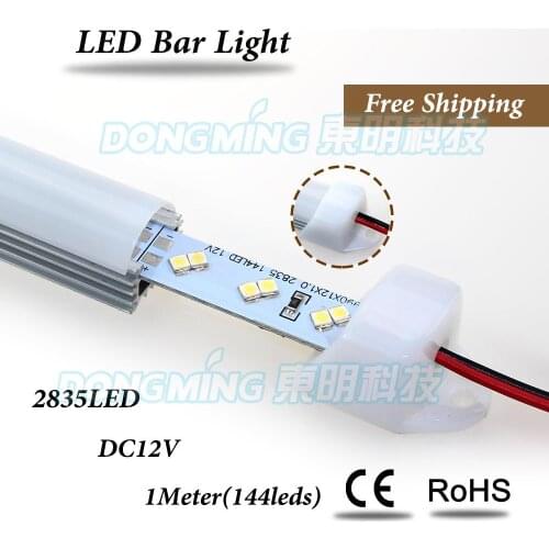 New style double row led hard strip 2835 144 1m led luces bar decorative indoors, U type with pc cover led bar light double row